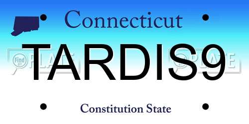 TARDIS9 Connecticut License Plate