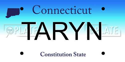 TARYN Connecticut License Plate
