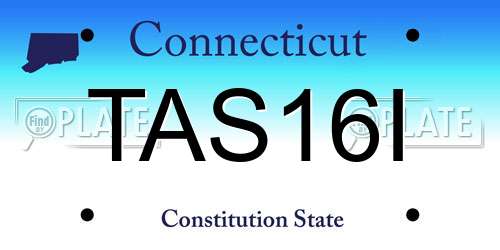 TAS16I Connecticut License Plate