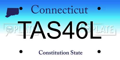 TAS46L Connecticut License Plate