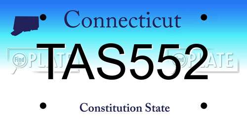 TAS552 Connecticut License Plate