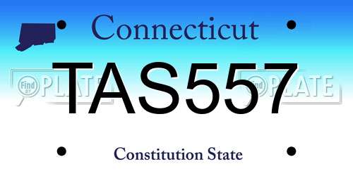 TAS557 Connecticut License Plate