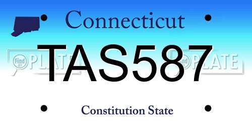 TAS587 Connecticut License Plate