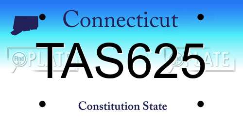 TAS625 Connecticut License Plate