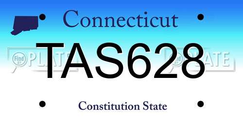 TAS628 Connecticut License Plate