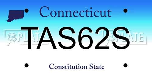 TAS62S Connecticut License Plate