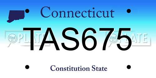 TAS675 Connecticut License Plate