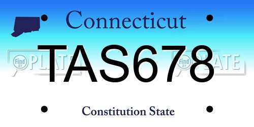 TAS678 Connecticut License Plate