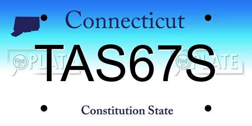 TAS67S Connecticut License Plate