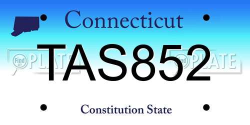 TAS852 Connecticut License Plate