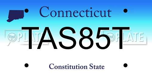 TAS85T Connecticut License Plate