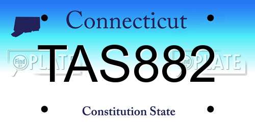 TAS882 Connecticut License Plate