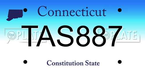 TAS887 Connecticut License Plate