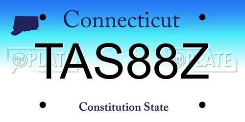 TAS88Z Connecticut License Plate