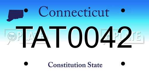 TAT0042 Connecticut License Plate