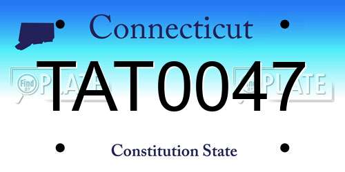 TAT0047 Connecticut License Plate