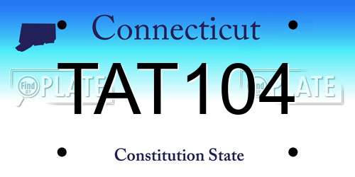 TAT104 Connecticut License Plate