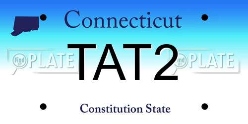 TAT2 Connecticut License Plate