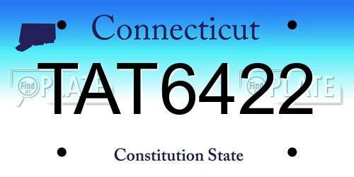 TAT6422 Connecticut License Plate