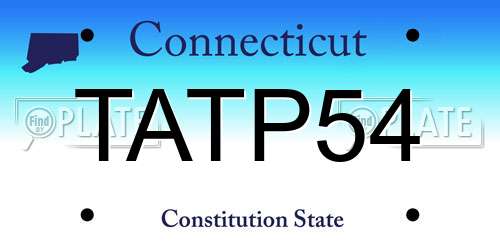TATP54 Connecticut License Plate