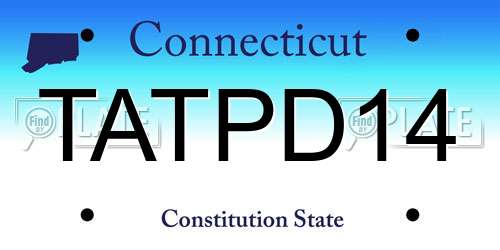 TATPD14 Connecticut License Plate