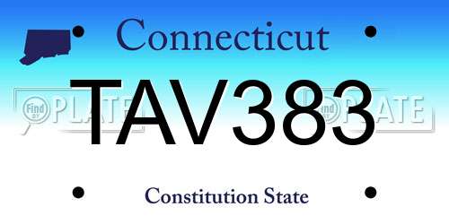TAV383 Connecticut License Plate