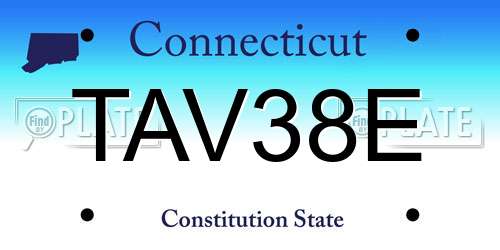 TAV38E Connecticut License Plate