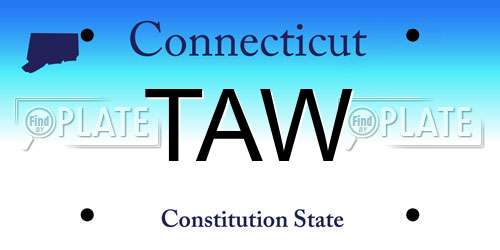 TAW Connecticut License Plate