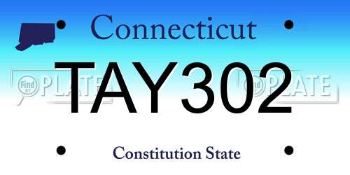 TAY302 Connecticut License Plate