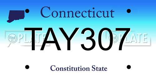 TAY307 Connecticut License Plate