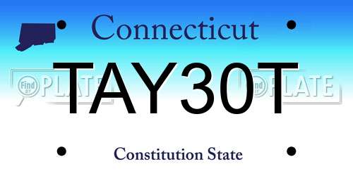 TAY30T Connecticut License Plate