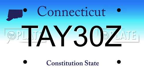 TAY30Z Connecticut License Plate