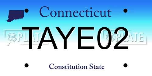 TAYE02 Connecticut License Plate