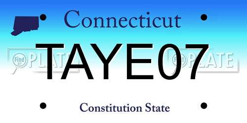 TAYE07 Connecticut License Plate