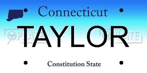 TAYLOR Connecticut License Plate