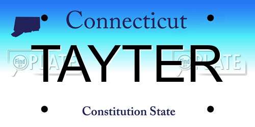 TAYTER Connecticut License Plate