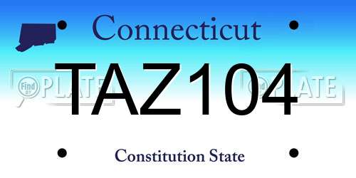 TAZ104 Connecticut License Plate