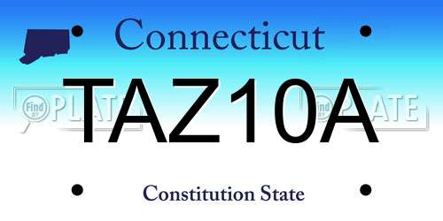 TAZ10A Connecticut License Plate