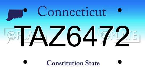 TAZ6472 Connecticut License Plate