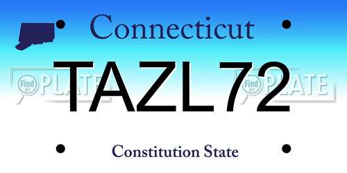 TAZL72 Connecticut License Plate