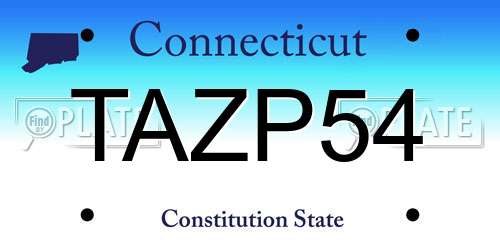 TAZP54 Connecticut License Plate