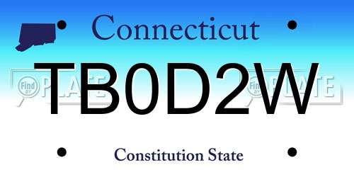 TB0D2W Connecticut License Plate
