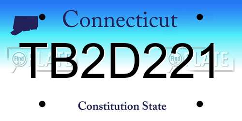 TB2D221 Connecticut License Plate