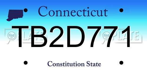 TB2D771 Connecticut License Plate