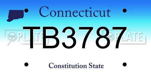 TB3787 Connecticut License Plate