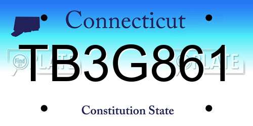 TB3G861 Connecticut License Plate