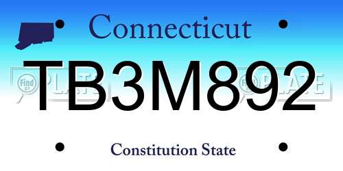 TB3M892 Connecticut License Plate