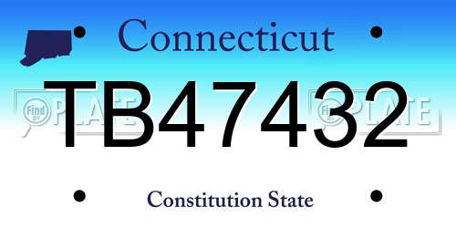 TB47432 Connecticut License Plate