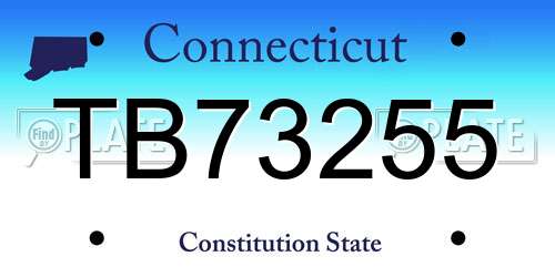 TB73255 Connecticut License Plate