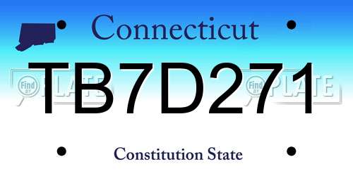 TB7D271 Connecticut License Plate